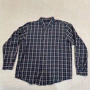 Chaps Navy and Pink Plaid Button Down Shirt